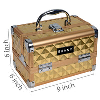 SHANY Makeup Train Case W/ Mirror - Goldie - GOLDIE - ITEM# SH-M1001-GLD - Best seller in cosmetics MAKEUP TRAIN CASES category