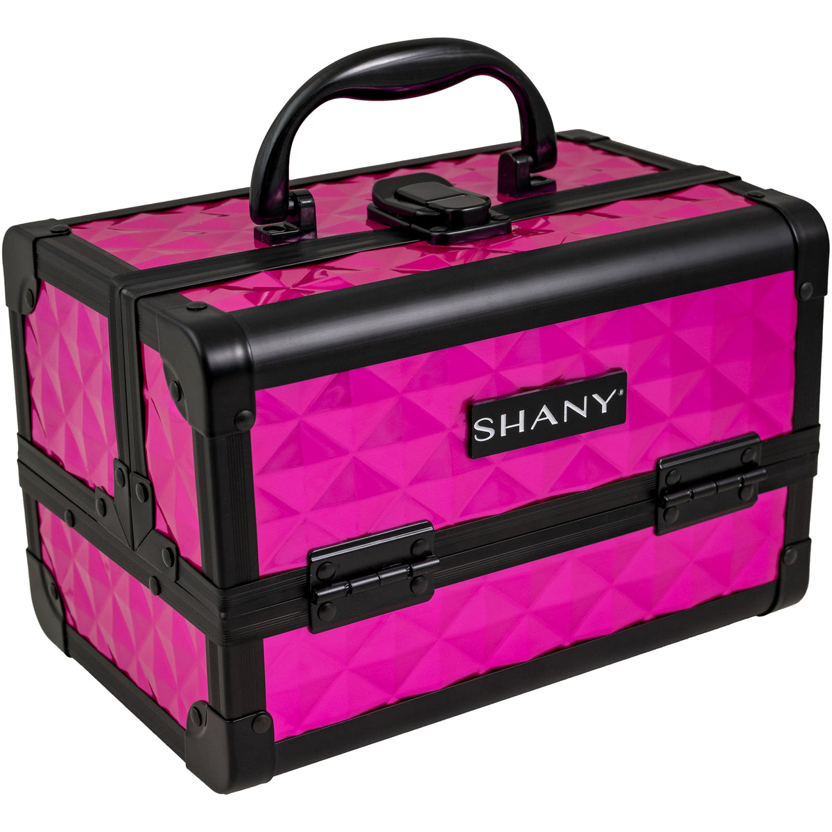 SHANY Makeup Train Case W/ Mirror -  FOXY PINK - FOXY PINK - ITEM# SH-M1001-HP - Makeup train cases bag organizer storage women kit,Professional large mini travel rolling toiletry,Joligrace ollieroo seya soho cosmetics holder box,Salon brush artist high quality water resistant,Portable carry trolley lipstic luggage lock key - UPC# 810028463738