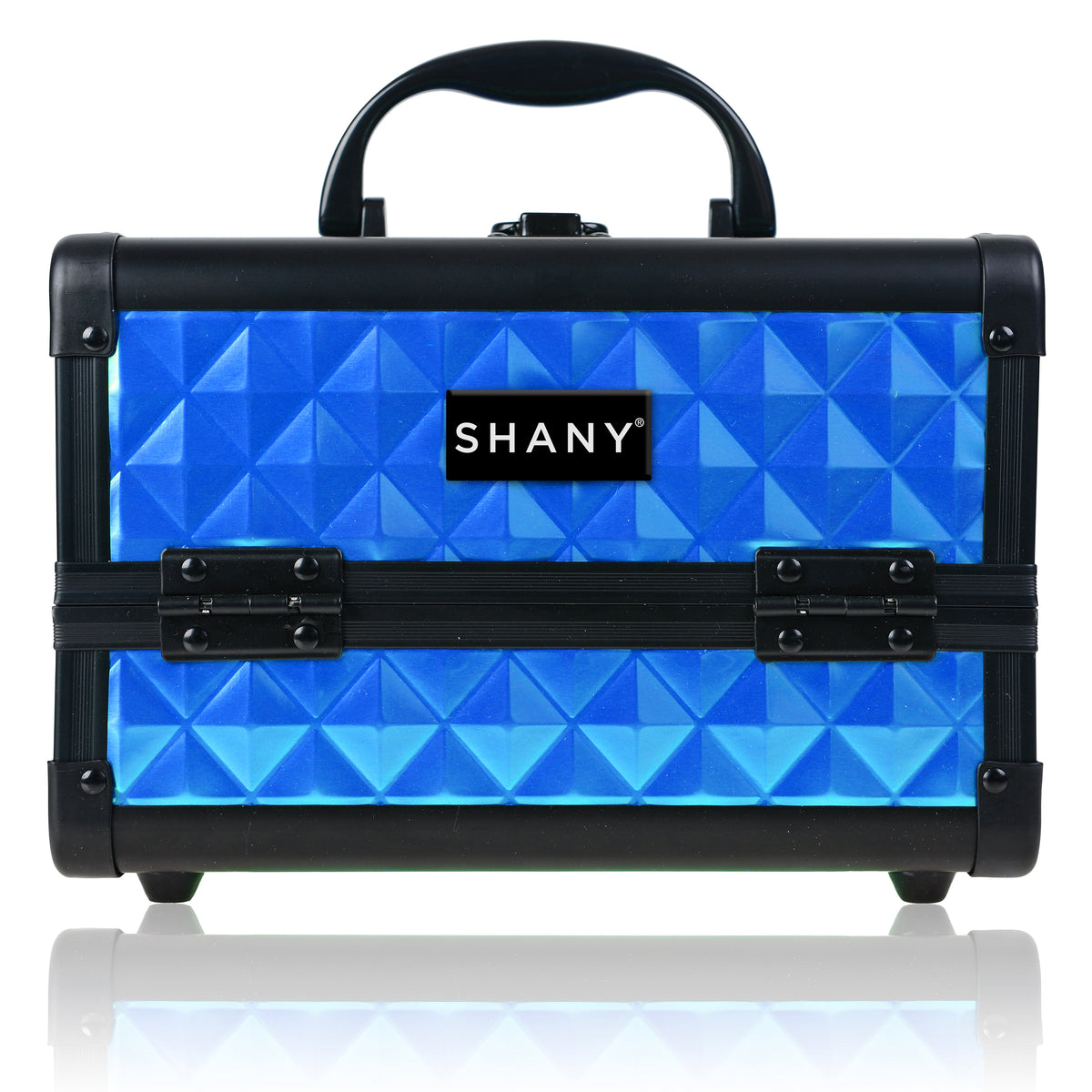 SHANY Chic Makeup Train Case Cosmetic Box Portable Makeup Case Cosmetics Beauty Organizer Jewelry storage with Locks , Multi trays Makeup Storage Box with Makeup Mirror - Imperial Blue - SHOP IMPREIAL BLUE - MAKEUP TRAIN CASES - ITEM# SH-M1001-IMB