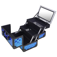 SHANY Makeup Train Case W/ Mirror - Imperial Blue - IMPREIAL BLUE - ITEM# SH-M1001-IMB - Makeup train cases bag organizer storage women kit,Professional large mini travel rolling toiletry,Joligrace ollieroo seya soho cosmetics holder box,Salon brush artist high quality water resistant,Portable carry trolley lipstic luggage lock key - UPC# 810028464919