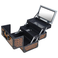 SHANY Makeup Train Case W/ Mirror - Leopard - LEOPARD - ITEM# SH-M1001-LP2 - Makeup train cases bag organizer storage women kit,Professional large mini travel rolling toiletry,Joligrace ollieroo seya soho cosmetics holder box,Salon brush artist high quality water resistant,Portable carry trolley lipstic luggage lock key - UPC# 810028464865