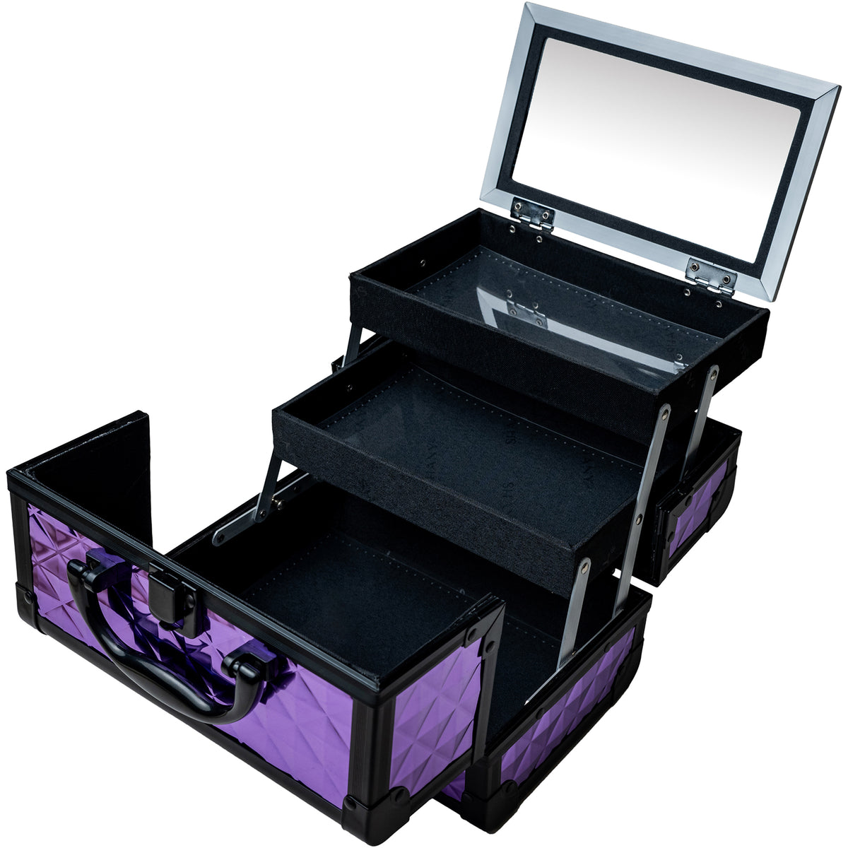 SHANY Makeup Train Case W/ Mirror -  Lavender - LAVENDER - ITEM# SH-M1001-PB - Makeup train cases bag organizer storage women kit,Professional large mini travel rolling toiletry,Joligrace ollieroo seya soho cosmetics holder box,Salon brush artist high quality water resistant,Portable carry trolley lipstic luggage lock key - UPC# 810028463721