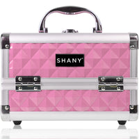 SHANY Chic Makeup Train Case Cosmetic Box Portable Makeup Case Cosmetics Beauty Organizer Jewelry storage with Locks , Multi trays Makeup Storage Box with Makeup Mirror - Polite PINK - SHOP PINK - MAKEUP TRAIN CASES - ITEM# SH-M1001-PK