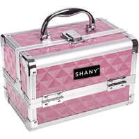 SHANY Makeup Train Case W/ Mirror -  Pink - PINK - ITEM# SH-M1001-PK - Makeup train cases bag organizer storage women kit,Professional large mini travel rolling toiletry,Joligrace ollieroo seya soho cosmetics holder box,Salon brush artist high quality water resistant,Portable carry trolley lipstic luggage lock key - UPC# 738435231200