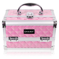 SHANY Makeup Train Case W/ Mirror -  Pink - PINK - ITEM# SH-M1001-PK - Makeup train cases bag organizer storage women kit,Professional large mini travel rolling toiletry,Joligrace ollieroo seya soho cosmetics holder box,Salon brush artist high quality water resistant,Portable carry trolley lipstic luggage lock key - UPC# 738435231200