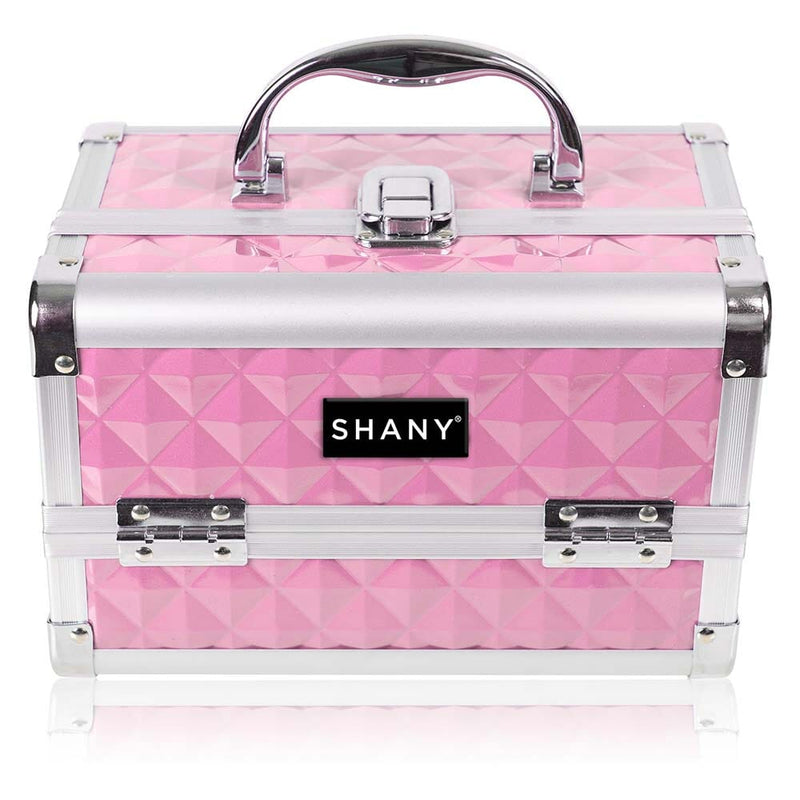 SHANY Makeup Train Case W/ Mirror -  Pink - PINK - ITEM# SH-M1001-PK - Makeup train cases bag organizer storage women kit,Professional large mini travel rolling toiletry,Joligrace ollieroo seya soho cosmetics holder box,Salon brush artist high quality water resistant,Portable carry trolley lipstic luggage lock key - UPC# 738435231200