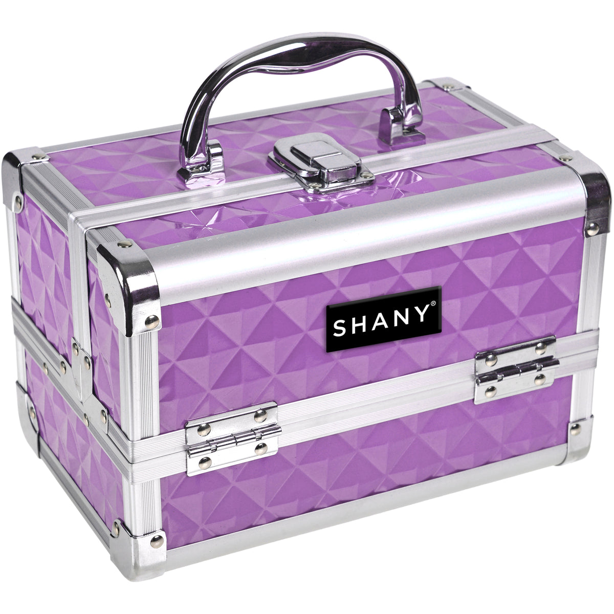 SHANY Makeup Train Case W/ Mirror -  Purple - PURPLE - ITEM# SH-M1001-PR - Makeup train cases bag organizer storage women kit,Professional large mini travel rolling toiletry,Joligrace ollieroo seya soho cosmetics holder box,Salon brush artist high quality water resistant,Portable carry trolley lipstic luggage lock key - UPC# 738435231187