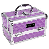 SHANY Makeup Train Case W/ Mirror -  Purple - PURPLE - ITEM# SH-M1001-PR - Makeup train cases bag organizer storage women kit,Professional large mini travel rolling toiletry,Joligrace ollieroo seya soho cosmetics holder box,Salon brush artist high quality water resistant,Portable carry trolley lipstic luggage lock key - UPC# 738435231187