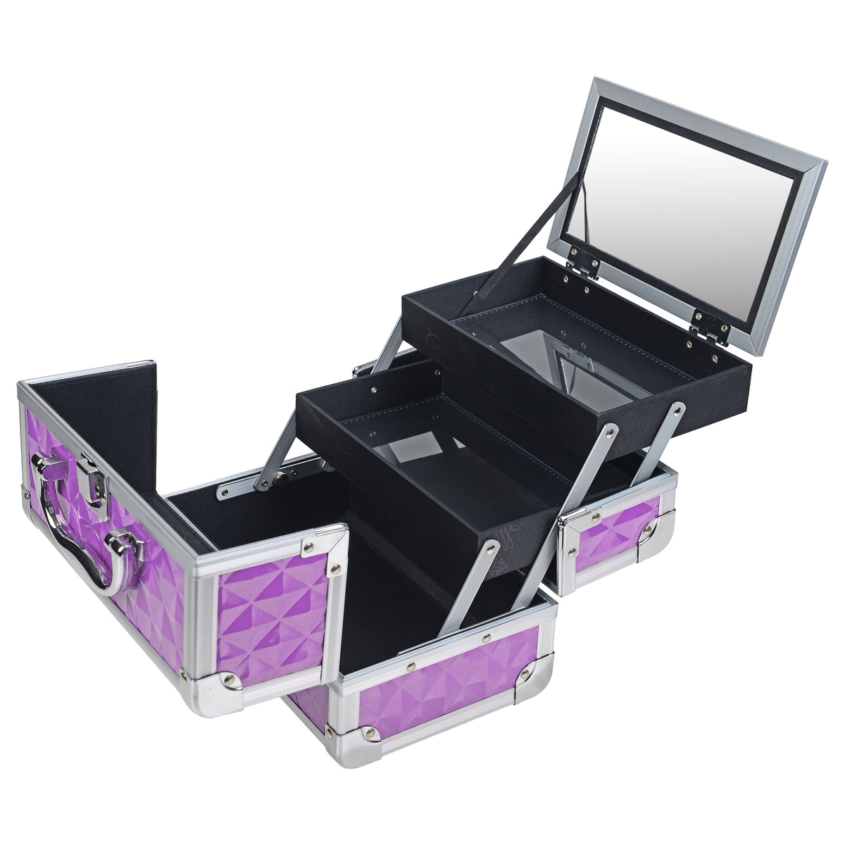 SHANY Makeup Train Case W/ Mirror - Lily - LILY - ITEM# SH-M1001-PRL - Makeup train cases bag organizer storage women kit,Professional large mini travel rolling toiletry,Joligrace ollieroo seya soho cosmetics holder box,Salon brush artist high quality water resistant,Portable carry trolley lipstic luggage lock key - UPC# 810028464896