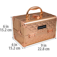 SHANY Makeup Train Case W/ Mirror -  Rose Gold - ROSE GOLD - ITEM# SH-M1001-RG - Best seller in cosmetics MAKEUP TRAIN CASES category