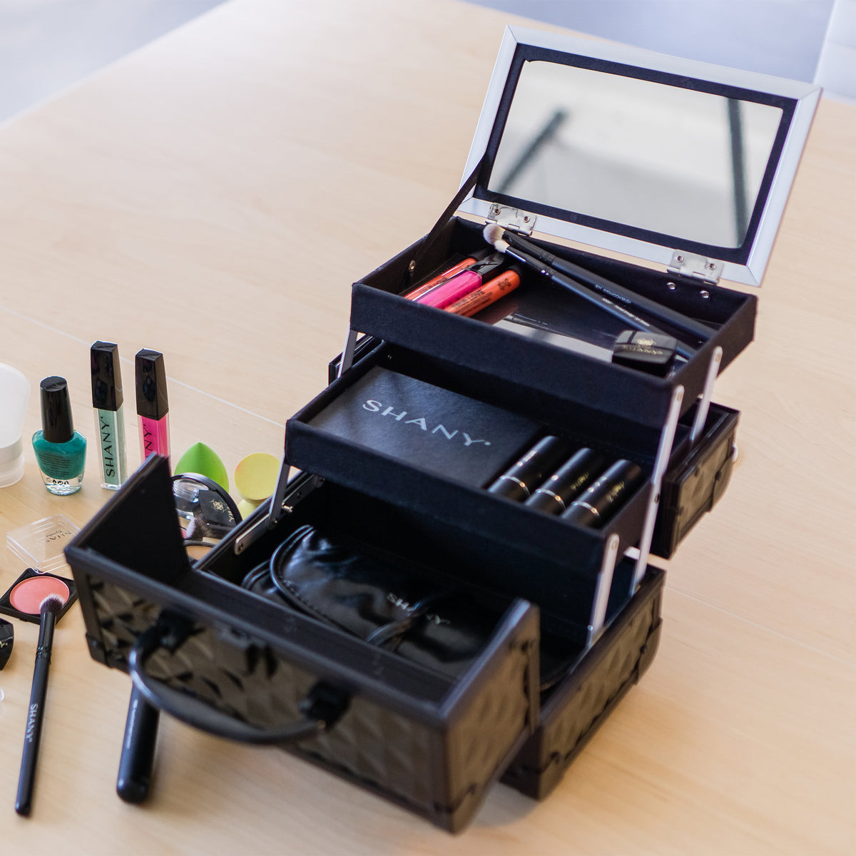 SHANY Makeup Train Case W/ Mirror -  Rose Gold