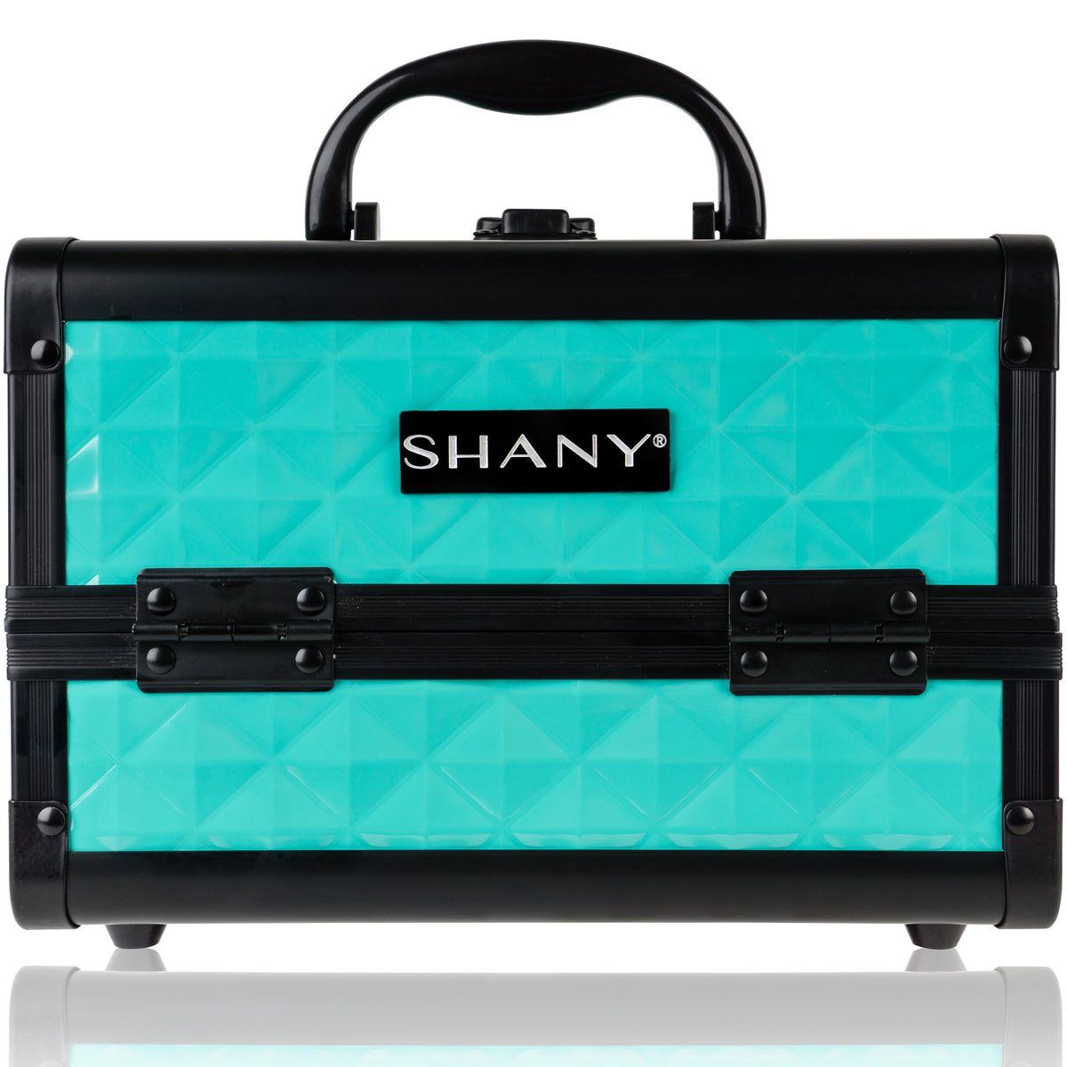 SHANY Chic Makeup Train Case Cosmetic Box Portable Makeup Case Cosmetics Beauty Organizer Jewelry storage with Locks , Multi trays Makeup Storage Box with Makeup Mirror - Turquoise - SHOP TURQUOISE - MAKEUP TRAIN CASES - ITEM# SH-M1001-TR