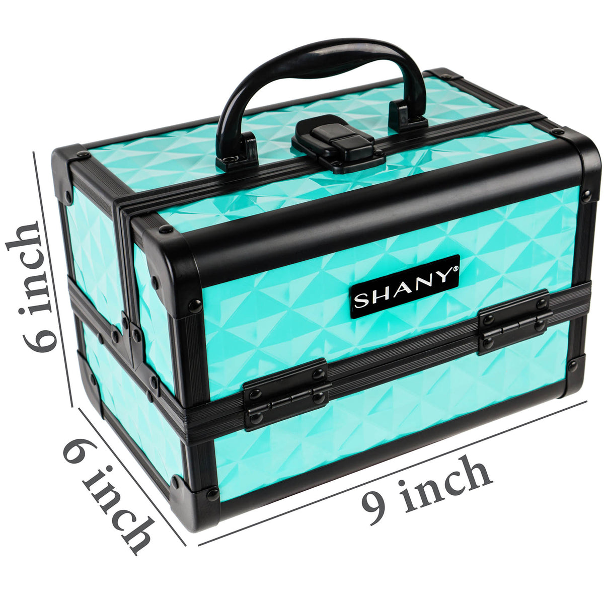 SHANY Makeup Train Case W/ Mirror - Turquoise - TURQUOISE - ITEM# SH-M1001-TR - Best seller in cosmetics MAKEUP TRAIN CASES category