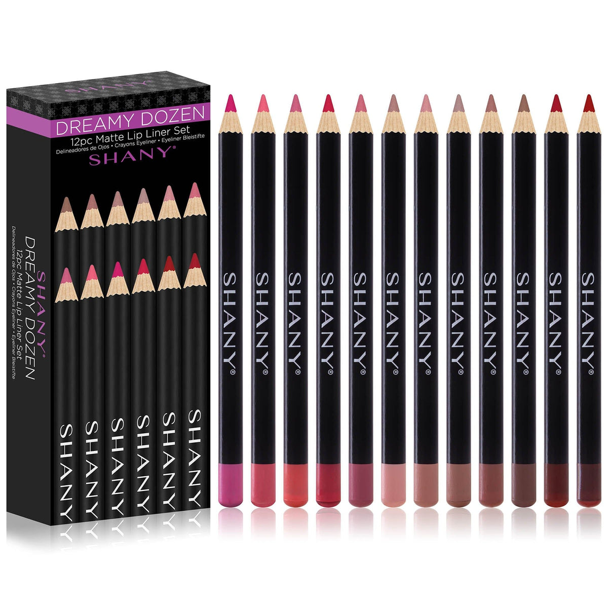 SHANY Dreamy Dozen Matte Lip Liner Set Vegan - Long-Lasting Professional Velvet Cruelty-Free Lipstick Pencils Pens  in Varying Shades - Pack of 12 - SHOP  - LIP LINERS - ITEM# SH-P004