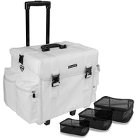 SHANY Makeup Artist Soft Rolling Trolley Cosmetic Case with Free Set of Mesh Bag Makeup Organizer - Travel Rolling Makeup Bag - Frozen Yogurt - SHOP FROZEN YOGURT - ROLLING MAKEUP CASES - ITEM# SH-P40-WH