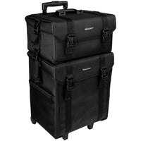 SHANY Soft Trolley Case with organizers  - Jet Black - JET BLACK - ITEM# SH-P50-BK - Rolling cosmetics cases Makeup Case with wheels,Cosmetics trolley makeup artist case storage bag,Seya just case aluminum makeup case display set,professional makeup organizer gift idea Makeup bag,portable makeup carry on cosmetics organizer light - UPC# 723175176508