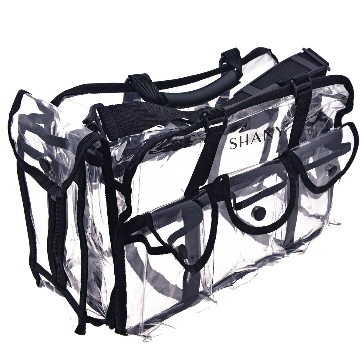 clear makeup bag travel SHANY Pro Clear Makeup Bag with Shoulder Strap Black