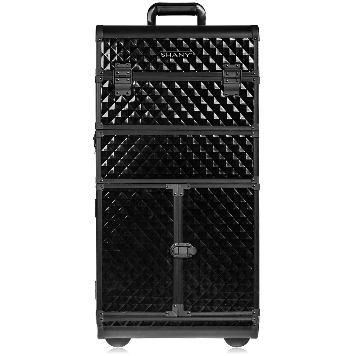 SHANY REBEL Series Pro Makeup Artists Rolling Train Case Trolley Case - SHOP BLACK - ROLLING MAKEUP CASES - ITEM# SH-REBEL-PARENT