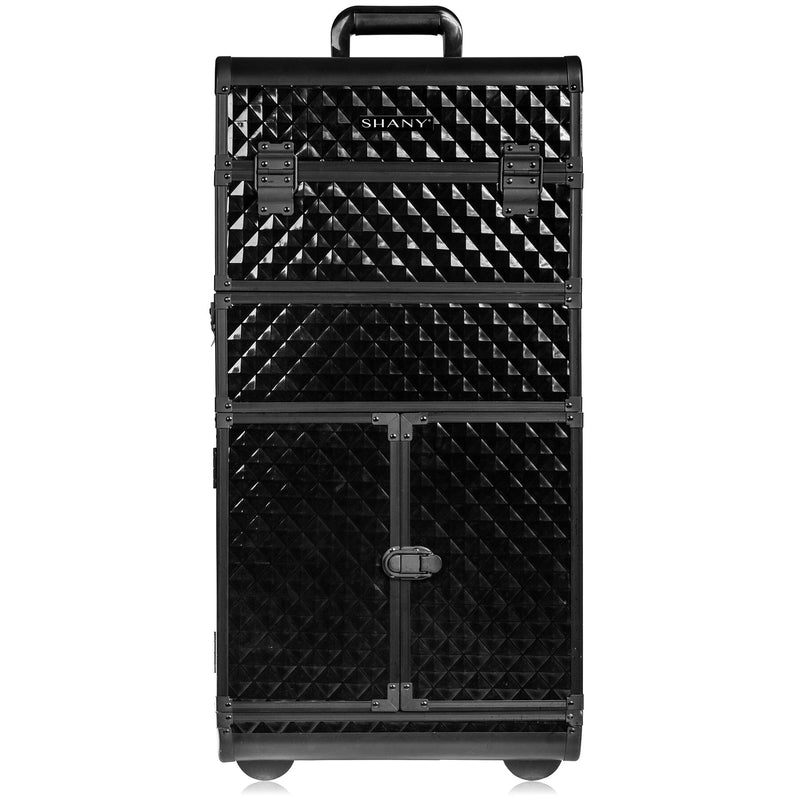 SHANY REBEL Series Pro Makeup Artists Rolling Train Case Trolley Case - SHOP BLACK - ROLLING MAKEUP CASES - ITEM# SH-REBEL-PARENT