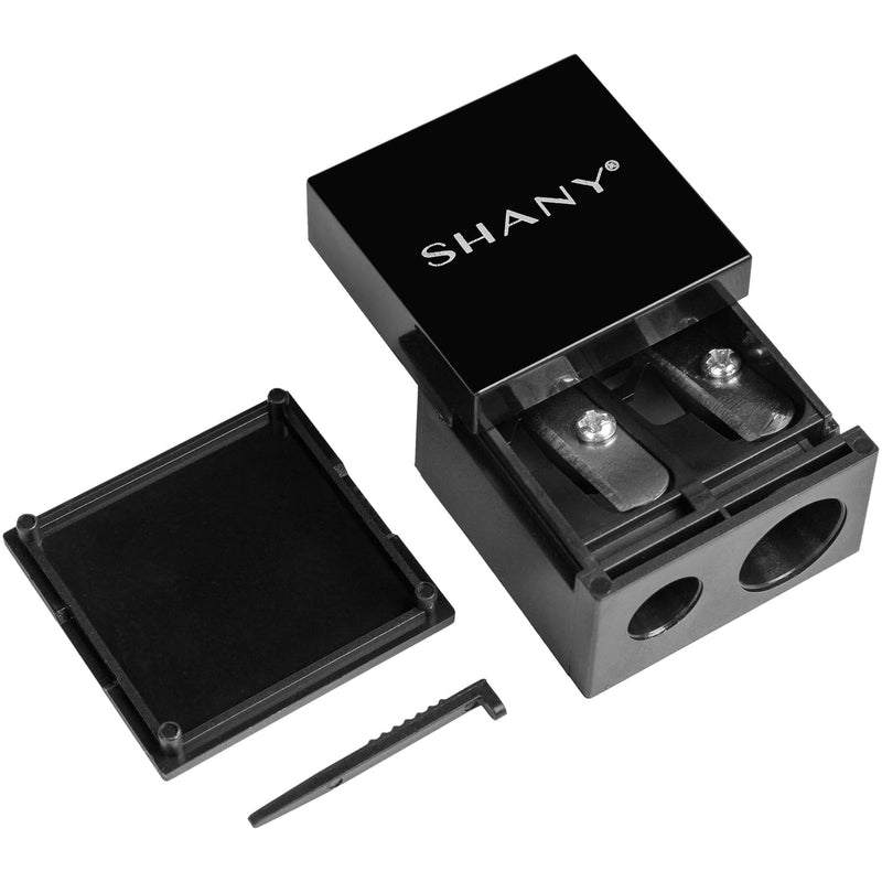 SHANY Cosmetic Pencil Dual Sharpener Cube -  - ITEM# SH-SHARP-BKBK - Makeup sharpener eyeliner eyebrow dual pencil tool,Golden Rose Dual Cosmetic Pencil Sharpener,NYX Sharpener Brass Round Double Hole Sharpener,eyeliner lipliner makeup pen Nars Pencil Sharpener,makeup gifts beauty tools cheap sharpener gift set - UPC# 810028461451