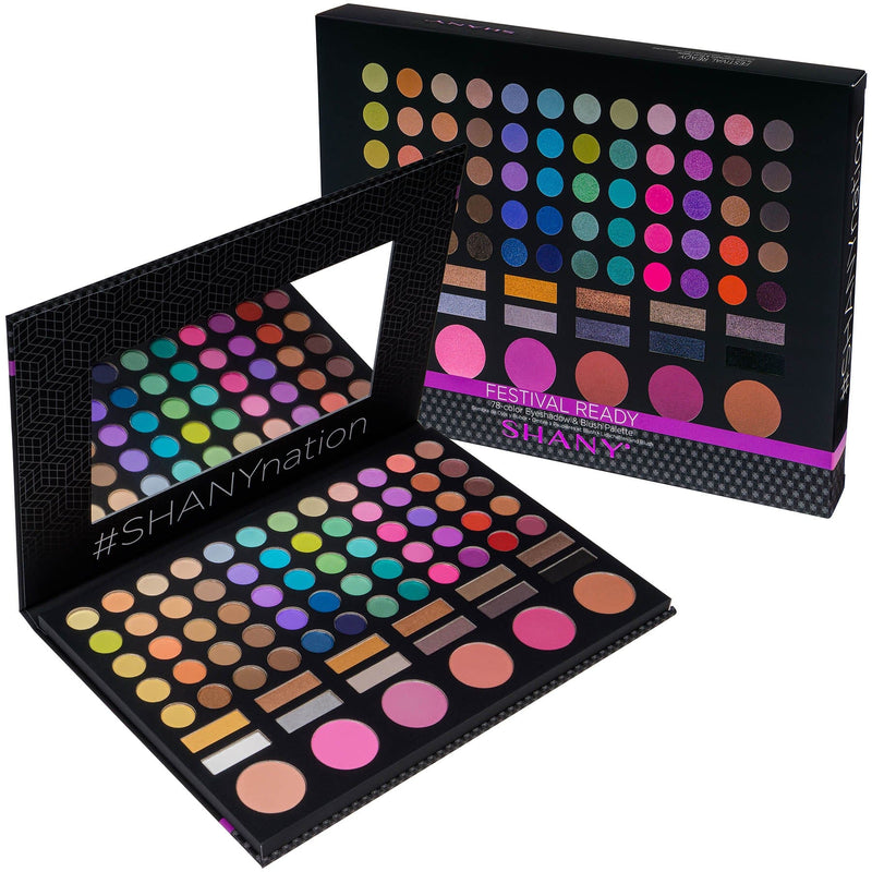 SHANY 78 colors Pro Eye shadow & Blush Palette - FESTIVAL - ITEM# SHANY78 - Multicolor eye makeup palettes glitter eyeshadow,Cream color professional women salon accessories,Makeup set, kids makeup, teen makeup, unicorn set,Make up kit, makeup palette, mermaid makeup set,holiday gift cosmetics box train case gift set kit - UPC# 753182155784