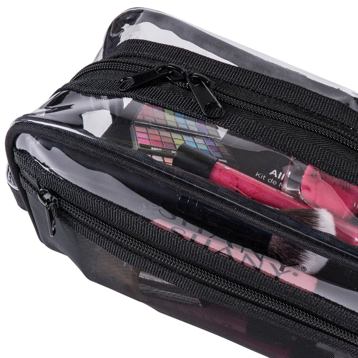 SHANY Clear Toiletry Makeup Bag - Black Mesh