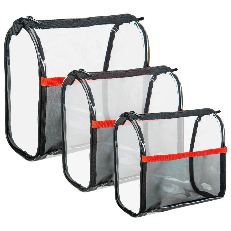 SHANY Travel Makeup Bags - Clear Cosmetics Bags - 3 Assorted sizes - Weekend Adventure Trio - SHOP  - TRAVEL BAGS - ITEM# SH-PC05