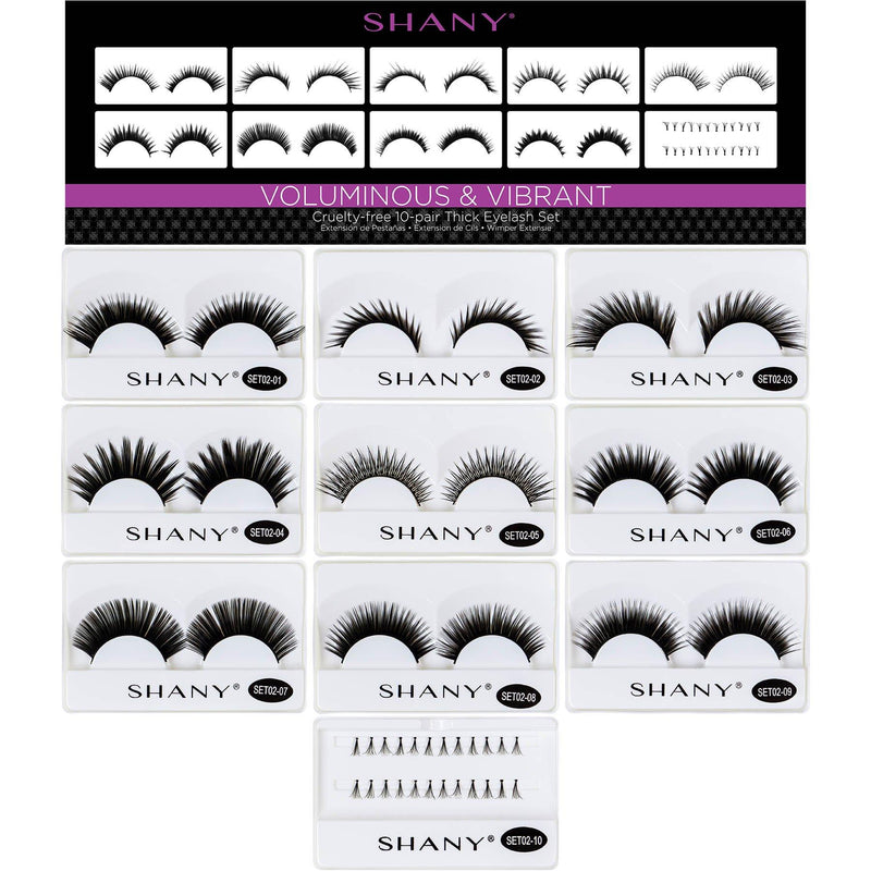 SHANY Eyelash extend - set of 10 assorted reusable eyelashes - Thick and Dramatic - SHOP THICK - BROWS & LASHES - ITEM# SH-LASH02