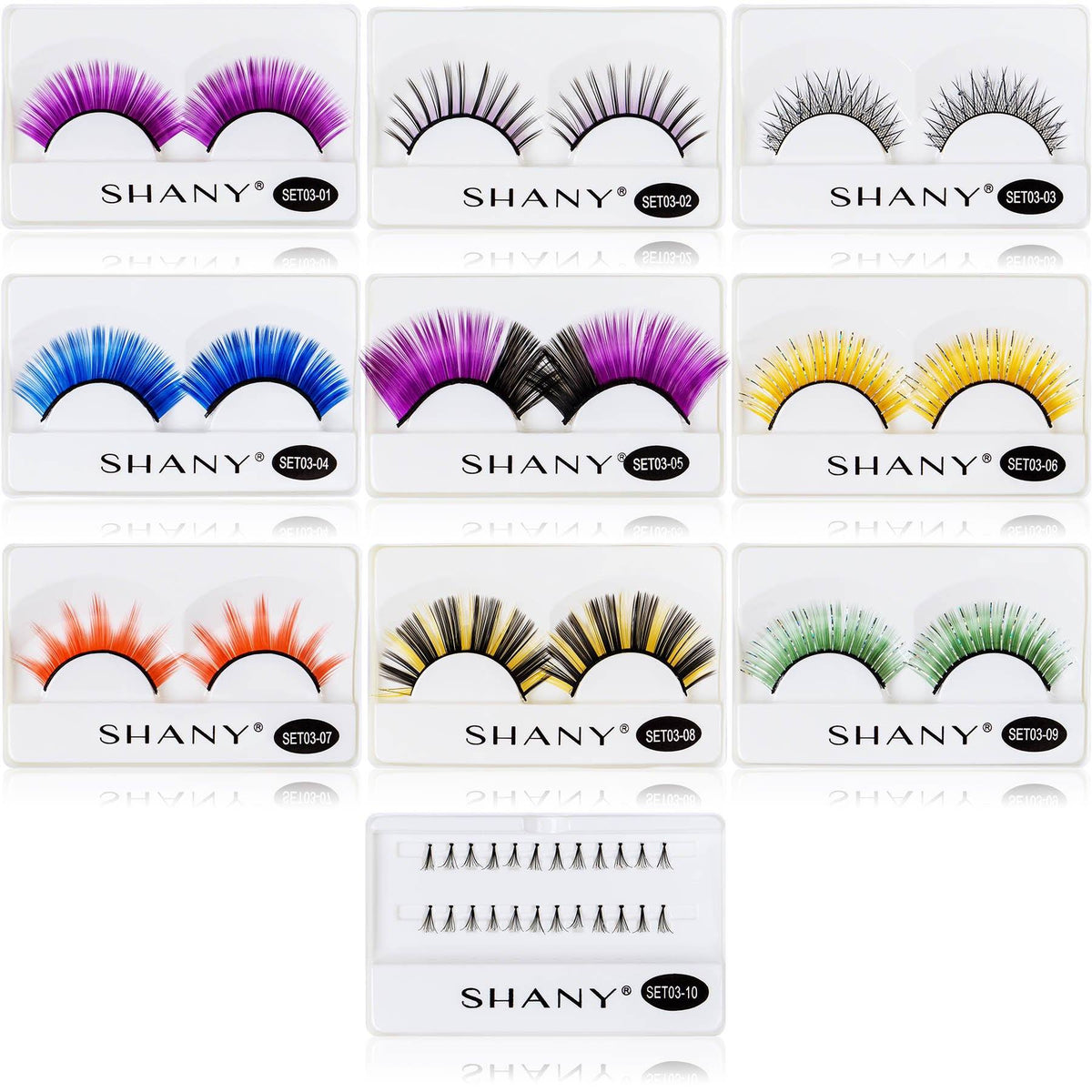 SHANY- False Eyelash Set - Multi-Colored - MULTI-COLORED - ITEM# SH-LASH03 - Fake eyelashes natural look glue extension pack,Thick false long volume hair fiber reusable set,Ardell hello beauty yjydada cici adhesive tools,Permanent cheap silk salon professional makeup kit,Temporary high quality multi layer perfect nice - UPC# 030955521497